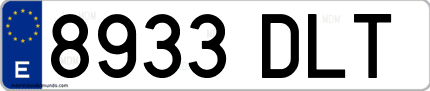 Ejemplo de matrícula de coche ordinaria 8933 DLT