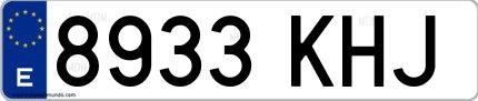 Ejemplo de matrícula española 8933 KHJ