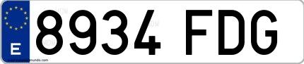 Ejemplo de matrícula española 8934 FDG
