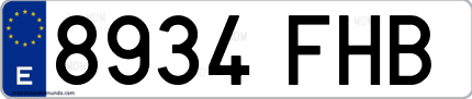 Ejemplo de matrícula de coche ordinaria 8934 FHB
