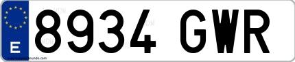 Ejemplo de matrícula española 8934 GWR