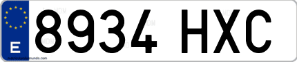 Ejemplo de matrícula de coche ordinaria 8934 HXC