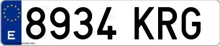 Ejemplo de matrícula española 8934 KRG