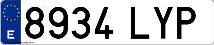 Ejemplo de matrícula española 8934 LYP