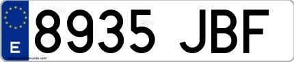 Ejemplo de matrícula española 8935 JBF