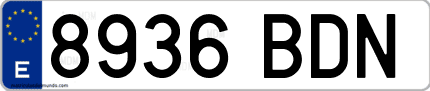 Ejemplo de matrícula de coche ordinaria 8936 BDN
