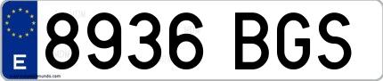 Ejemplo de matrícula española 8936 BGS
