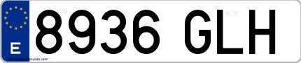 Ejemplo de matrícula española 8936 GLH