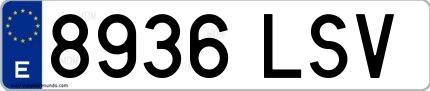 Ejemplo de matrícula española 8936 LSV