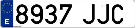 Ejemplo de matrícula española 8937 JJC