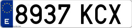 Ejemplo de matrícula de coche ordinaria 8937 KCX