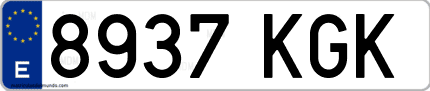 Ejemplo de matrícula de coche ordinaria 8937 KGK