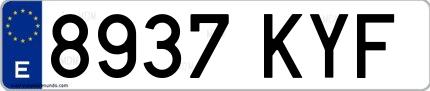 Ejemplo de matrícula española 8937 KYF