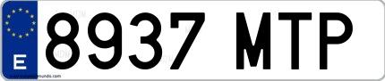 Ejemplo de matrícula española 8937 MTP