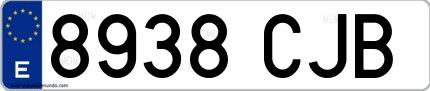 Ejemplo de matrícula española 8938 CJB