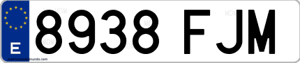 Ejemplo de matrícula de coche ordinaria 8938 FJM