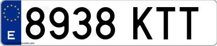 Ejemplo de matrícula española 8938 KTT