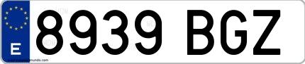 Ejemplo de matrícula española 8939 BGZ