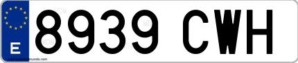 Ejemplo de matrícula española 8939 CWH