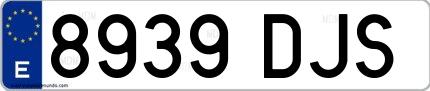 Ejemplo de matrícula española 8939 DJS