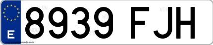 Ejemplo de matrícula española 8939 FJH