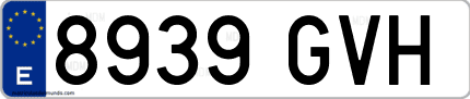Ejemplo de matrícula de coche ordinaria 8939 GVH