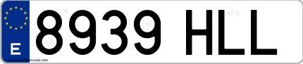 Ejemplo de matrícula española 8939 HLL