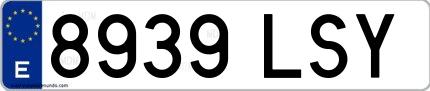 Ejemplo de matrícula española 8939 LSY