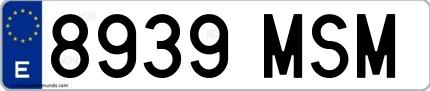 Ejemplo de matrícula española 8939 MSM