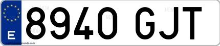 Ejemplo de matrícula española 8940 GJT