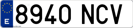 Ejemplo de matrícula de coche ordinaria 8940 NCV