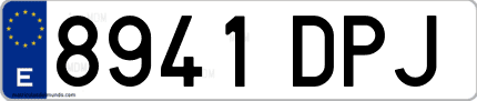 Ejemplo de matrícula de coche ordinaria 8941 DPJ
