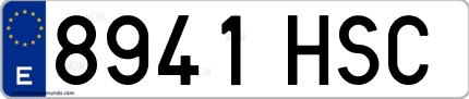 Ejemplo de matrícula de coche ordinaria 8941 HSC