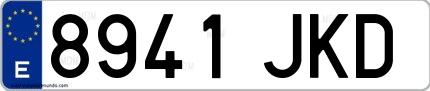 Ejemplo de matrícula española 8941 JKD