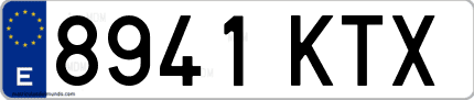 Ejemplo de matrícula de coche ordinaria 8941 KTX