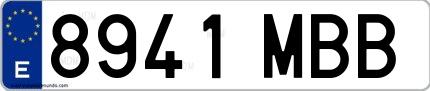 Ejemplo de matrícula española 8941 MBB