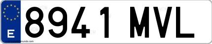 Ejemplo de matrícula española 8941 MVL