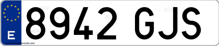Ejemplo de matrícula de coche ordinaria 8942 GJS