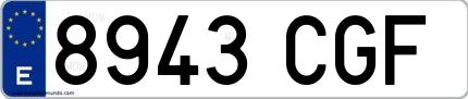 Ejemplo de matrícula española 8943 CGF