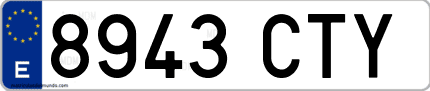 Ejemplo de matrícula de coche ordinaria 8943 CTY