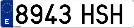 Ejemplo de matrícula de coche ordinaria 8943 HSH