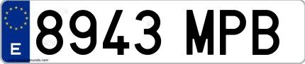 Ejemplo de matrícula de coche ordinaria 8943 MPB