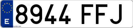 Ejemplo de matrícula de coche ordinaria 8944 FFJ