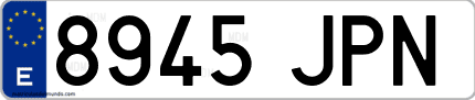 Ejemplo de matrícula de coche ordinaria 8945 JPN