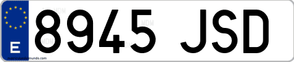 Ejemplo de matrícula de coche ordinaria 8945 JSD