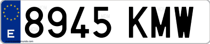 Ejemplo de matrícula de coche ordinaria 8945 KMW