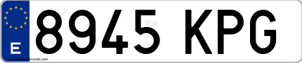 Ejemplo de matrícula de coche ordinaria 8945 KPG