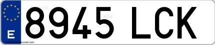Ejemplo de matrícula española 8945 LCK