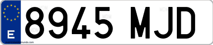 Ejemplo de matrícula de coche ordinaria 8945 MJD