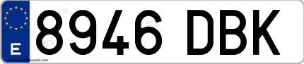 Ejemplo de matrícula de coche ordinaria 8946 DBK